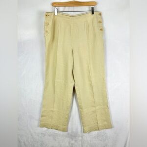 DAVID BROOKS 100% Linen Wide Leg Sailor Trousers Women's Size 14 Tan Coastal